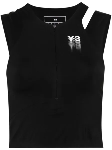 Y-3 укороченный спортивный топ с логотипом, черный