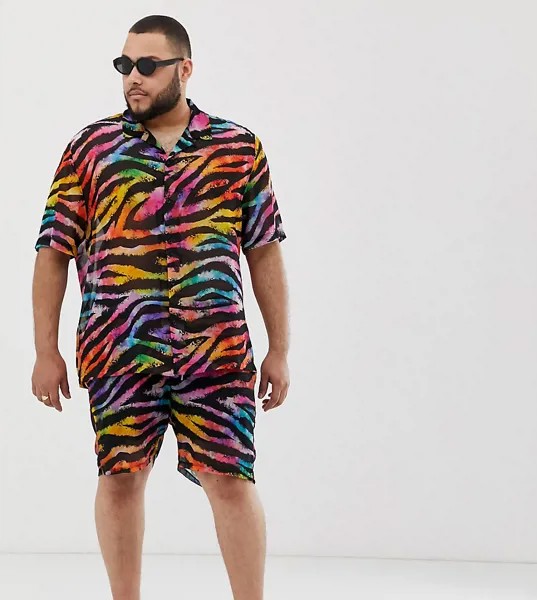 Комбинируемые разноцветные фестивальные шорты с тигровым принтом Jaded London-Мульти
