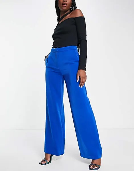 Ярко-синие брюки строгого кроя с завышенной талией и широкими штанинами JDY