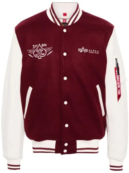 Alpha Industries бомбер с вышитым логотипом, красный