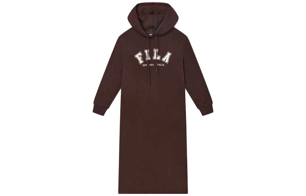 Платье с длинными рукавами женское кофейного цвета Fila