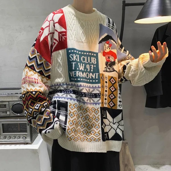 Модель 2021 Стандартный джемпер, мужской корейский Свободный вязаный свитер, одежда, Топ оверсайз, Повседневные вязаные пуловеры для пар, мужской свитер