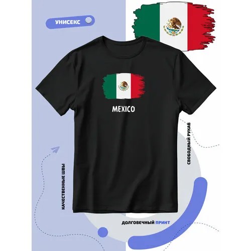Футболка с флагом Мексики-Mexico, размер 3XL, черный