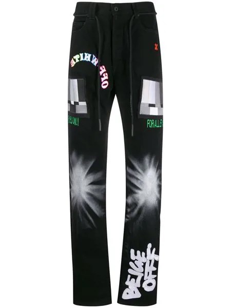 Off-White джинсы свободного кроя с нашивками