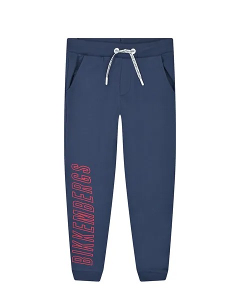 Синие спортивные брюки с контрастным лого Bikkembergs детские