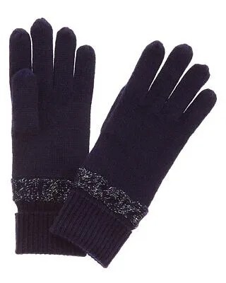 Qi Cashmere Shimmer Cable Кашемировые перчатки женские синие