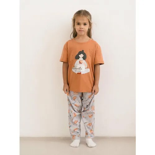 Пижама  Глория Трикотаж, размер 42, оранжевый, серый