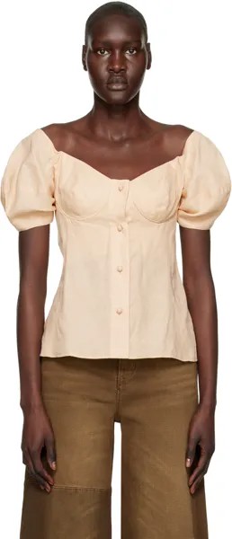 Бежевая блуза с открытыми плечами Chloé