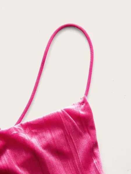 SHEIN ICON, рубашка однобортная, через плечо, без спинки, бархатная ткань, розовая фуксия