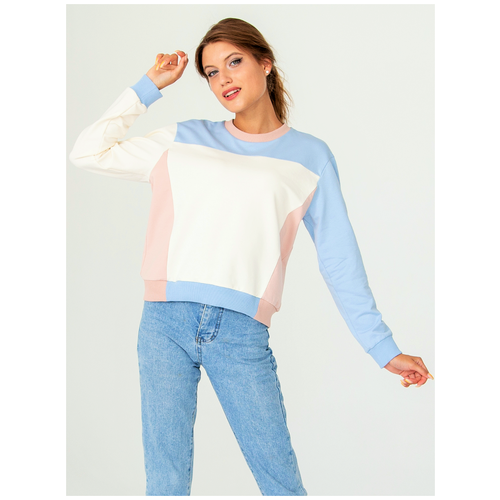 Свитшот Tandem. Fashion 174 размер 46 (голубой и бежевый, молочная основа), футер 2-х нитка