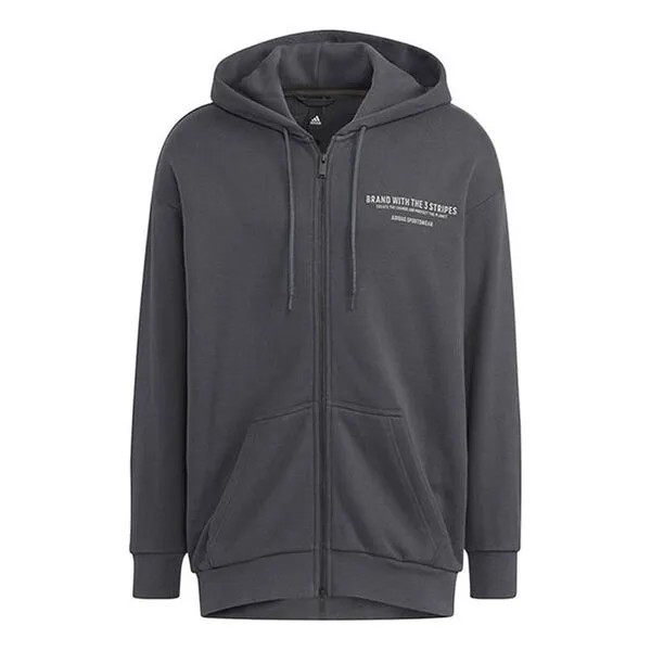 Толстовка Men's adidas Alphabet Printing Pattern Drawstring Pullover Hooded Long Sleeves Jacket Gray, серый