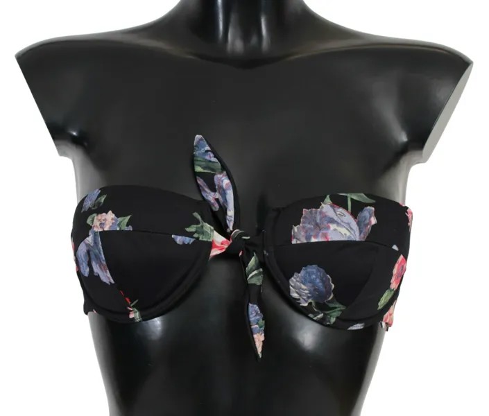 ANTONIO MARRAS Верх бикини Купальник Черный цветочный пляжная одежда IT1 / XS Рекомендуемая розничная цена 80 долларов США
