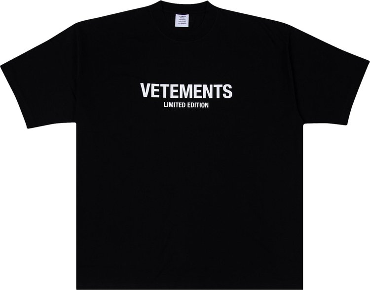 Футболка Vetements Limited Edition Logo  'Black/White', черный