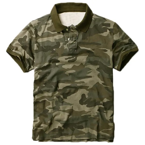 Рубашка-поло мужская с коротким рукавом, европейского стиля, камуфляжная, свободная, в армейском стиле, Функциональная футболка для молодых людей, на лето