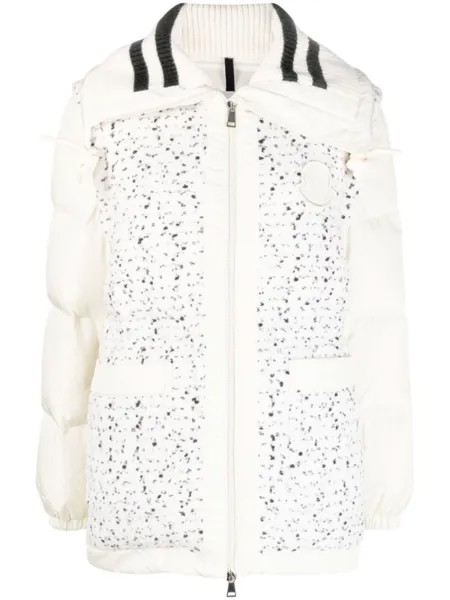 Moncler твидовый пуховик, нейтральный цвет