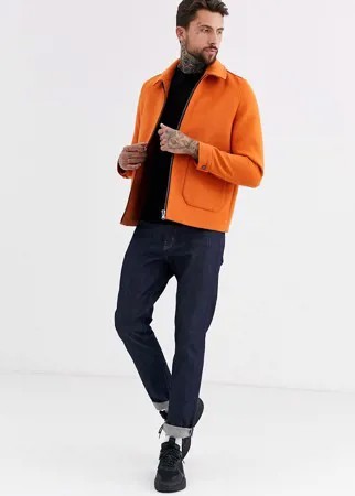 Оранжевая куртка Харрингтон с добавлением шерсти ASOS DESIGN-Оранжевый