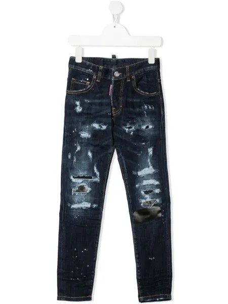 Dsquared2 Kids узкие джинсы с эффектом потертости