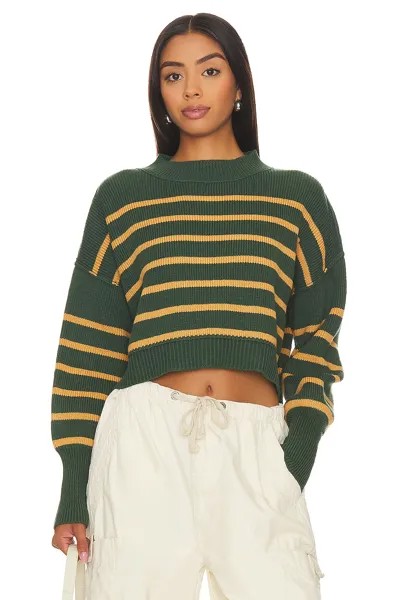 Свитер Free People Stripe Easy Street Crop, цвет Hunter Green