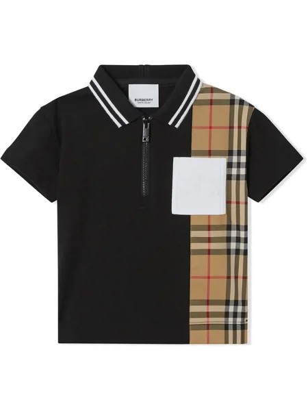 Burberry Kids рубашка поло со вставкой в клетку Vintage Check