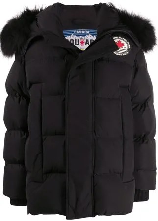 Dsquared2 пуховик с капюшоном из искусственного меха