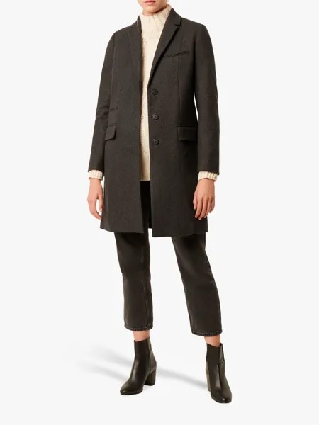Пальто из фетра на платформе French Connection из смеси шерсти и кашемира, темно-угольный меланж
