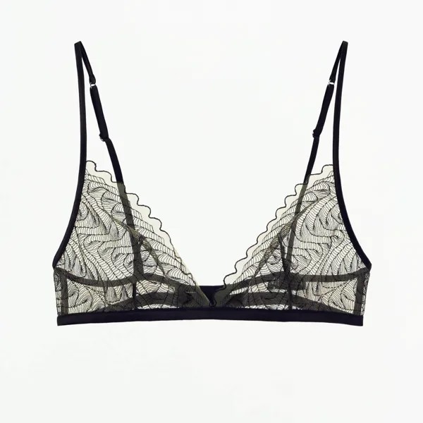 Бюстгальтер Zara Embroidered Lace Triangle, черный