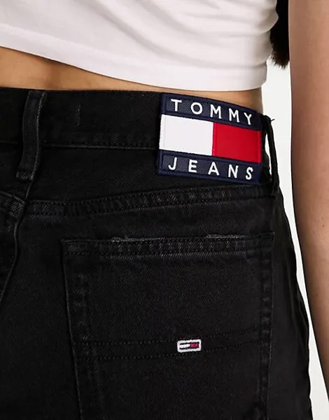 Черные джинсовые шорты с необработанным краем Tommy Jeans