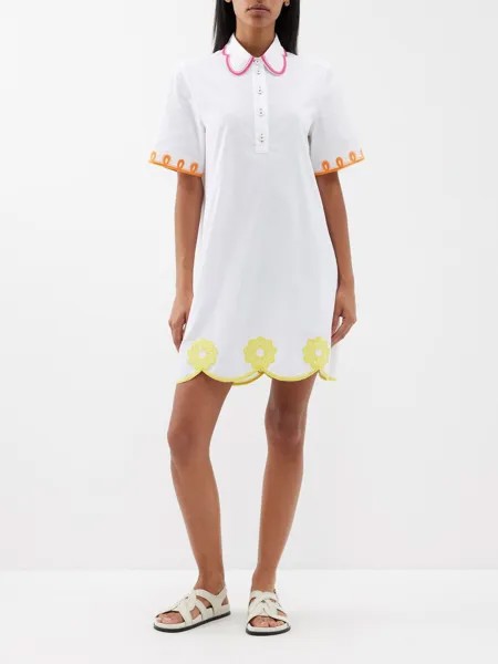 Платье-рубашка dree из хлопкового поплина с вышивкой Saloni, белый