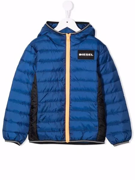 Diesel Kids пуховик с капюшоном и нашивкой-логотипом