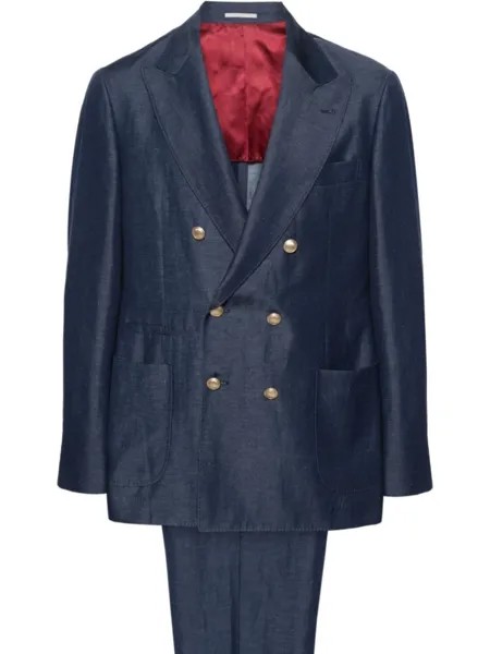 Brunello Cucinelli костюм с двубортным пиджаком, синий