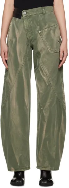 Зеленые перекрученные джинсы Jw Anderson, цвет Green