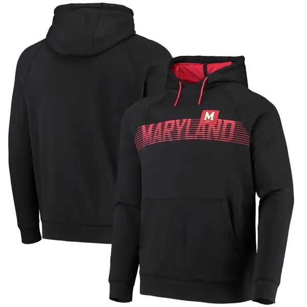 Мужской черный пуловер с капюшоном Maryland Terrapins 2021 из флиса с регланами Under Armour