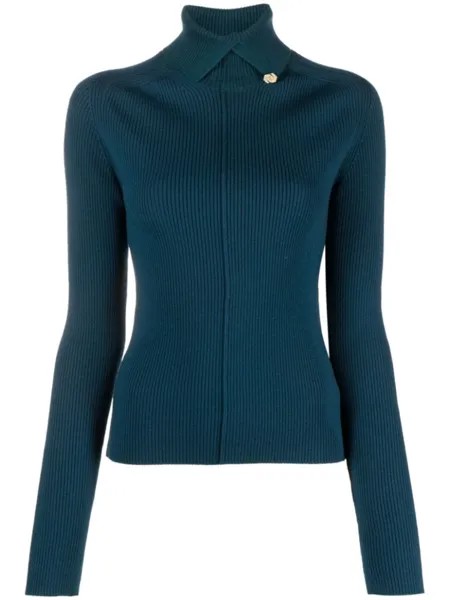 Lanvin джемпер в рубчик с высоким воротником, синий
