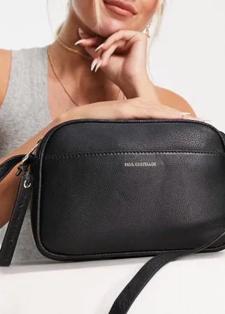Черная кожаная сумка через плечо Paul Costelloe-Черный цвет