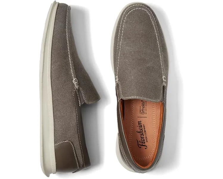 Лоферы Florsheim Montigo Canvas Moc Toe Venetian Loafer, цвет Gray Canvas/Gray Smooth/White Sole