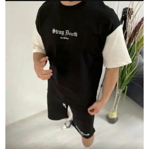 Костюм спортивный Jools Fashion спортивный мужской летний шорты майка, размер L, черный