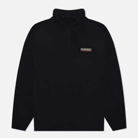 Мужская толстовка Napapijri Patch Half Zip Fleece, цвет чёрный, размер L