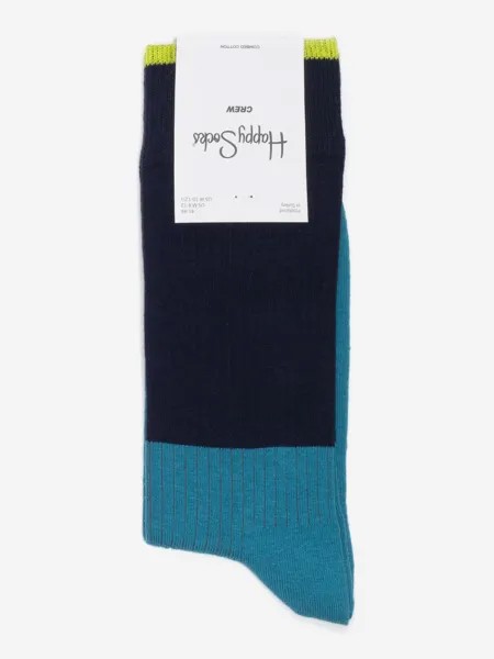 Носки с рисунками Happy Socks - Block Rib Navy Blue, Синий