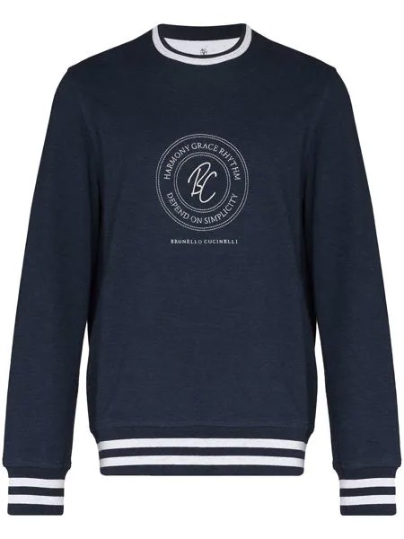 Brunello Cucinelli толстовка с отделкой в полоску и логотипом