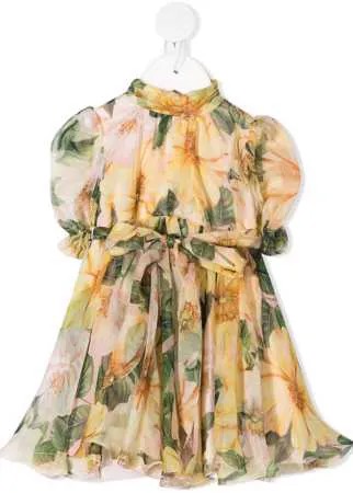 Dolce & Gabbana Kids платье с цветочным принтом и складками