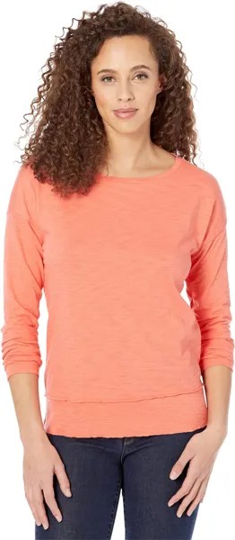 Топ Lilla P Rib Trim Boatneck in Loose Knit Slub, цвет Sunkist