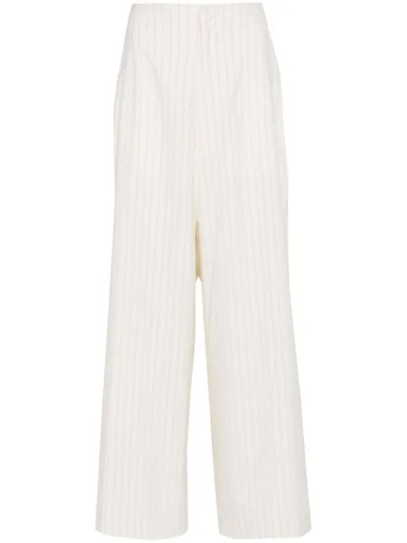 MM6 Maison Margiela брюки палаццо в тонкую полоску, нейтральный цвет