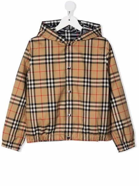 Burberry Kids двусторонняя клетчатая куртка с капюшоном