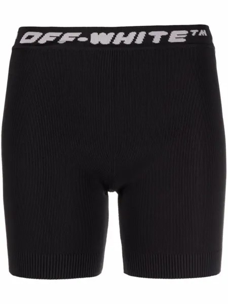 Off-White облегающие шорты с логотипом, черный