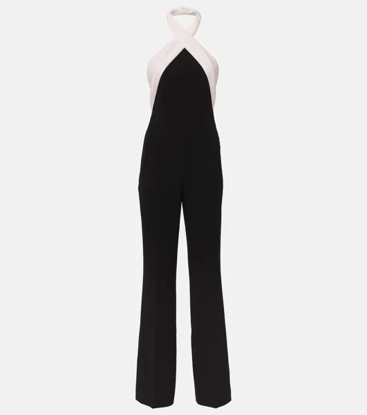 Комбинезон из кади с воротником халтер Roland Mouret, черный