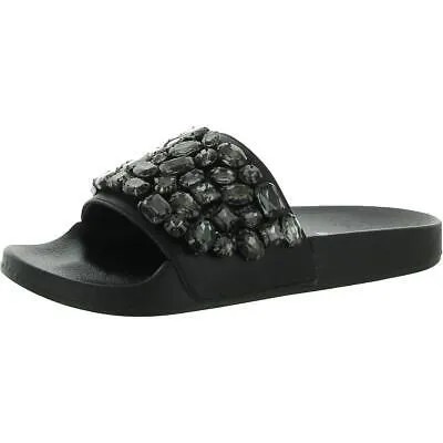 Steve Madden Womens Simplify Slip On Rhinestone Slide Sandals Shoes BHFO 8061