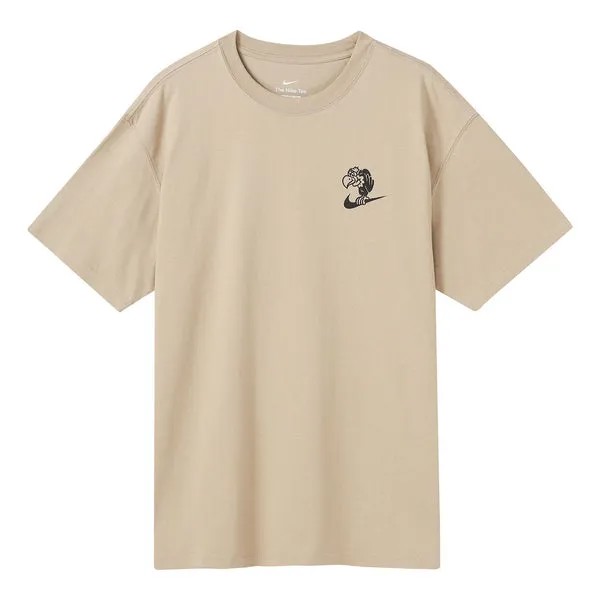 Футболка Men's Nike Cartoon Pattern Printing Casual Round Neck Short Sleeve Beige T-Shirt, бежевый
