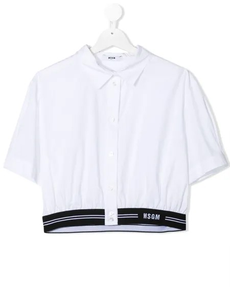 Msgm Kids укороченная рубашка с логотипом
