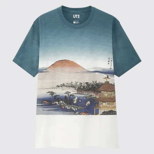 Футболка Uniqlo Ukiyo-e Ut Archive с графикой , синий