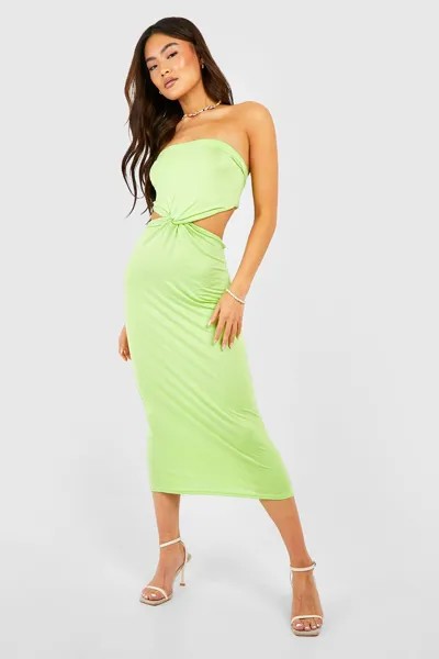 Базовое миди-платье-бандо Boohoo, лаймовый